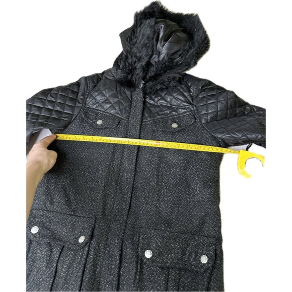 Volcom Women’s Jacket XS Black Quilted Faux Fur Hood Wool Blend Coat - Picture 7 of 10